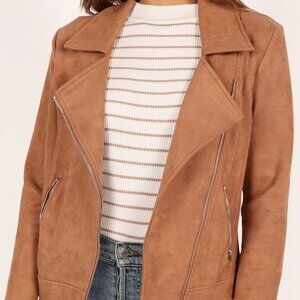 NEW Petal and Pup Womens Spencer Faux Suede Moto Jacket (Tan) - SZ 12